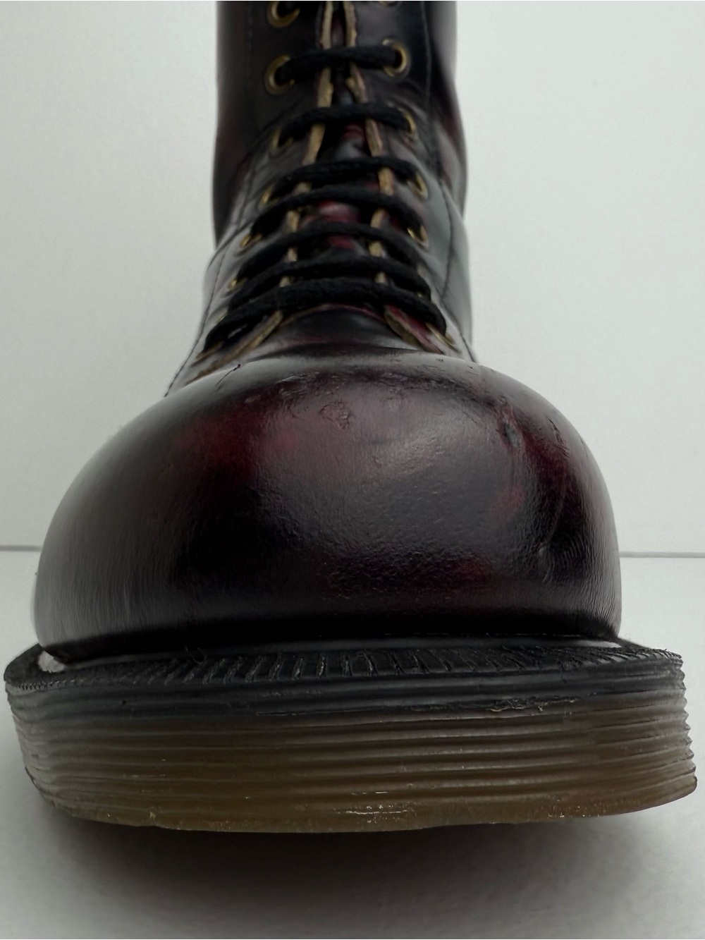 Vintage Dr. Martens 10 Eye Oxblood Red Black Rub Off Steel Toe MIE Boots UK 5 - Picture 9 of 16